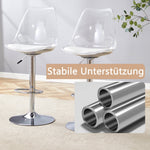 Adjustable Swivel Bar Stool Set 2-Piece - Transparent Plastic/PU Leather