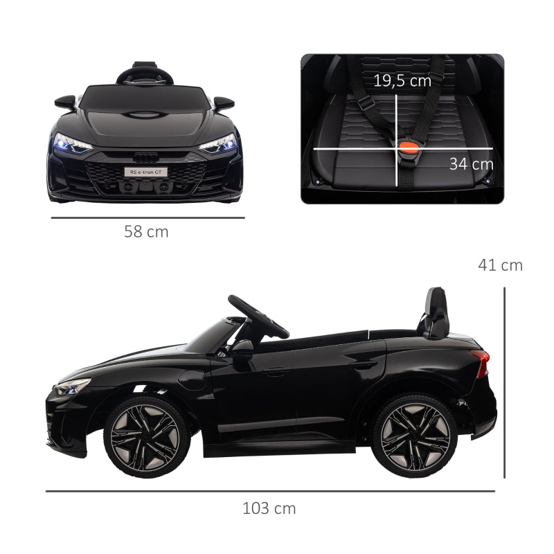 Audi Children's Electric Car with Remote Control and Safety Belt, Black