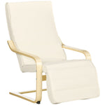 Recliner Chair, Rocking Relaxing with Adjustable Footrest, Birch Wood Cream White