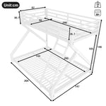 Kids Bunk Bed 90x200 & 140x200cm with LED Light, White Iron Frame
