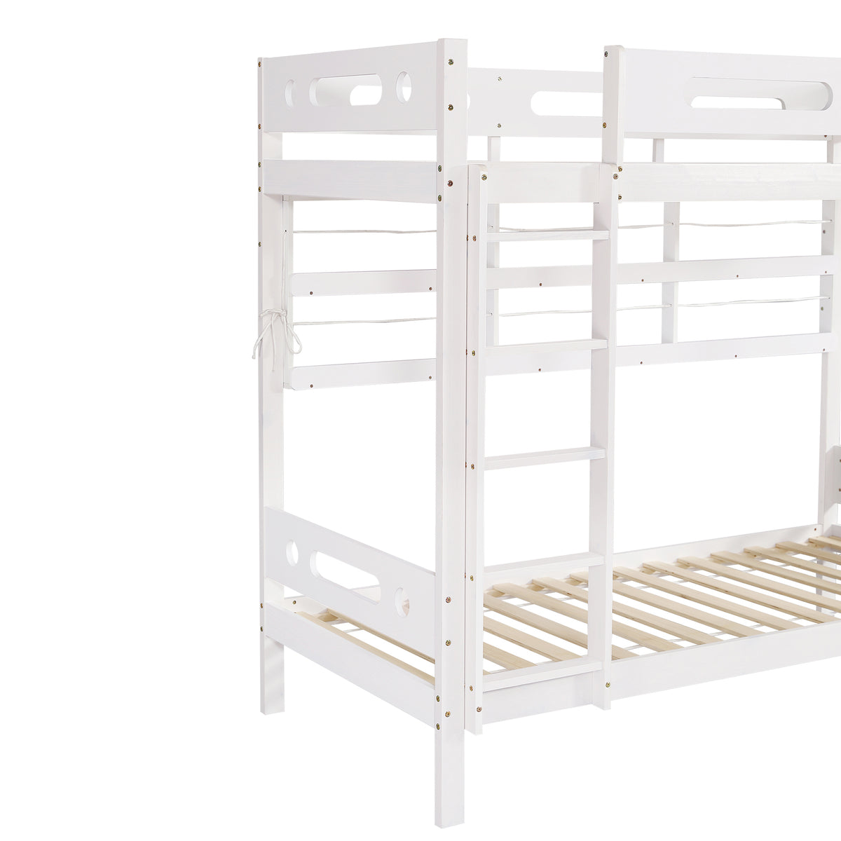 Bunk Bed 90x200 with Drawers & Storage Shelf, White Pine