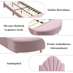 Upholstered Single Bed 90x200cm Velvet Headboard Matching Bench - Pink Velvet