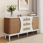 Sideboard Rattan Sliding Doors Adjustable Shelves - Curved Top