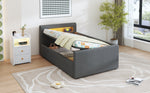Upholstered Children's Bed 90x200cm LED Night Light USB Hydraulic Storage Velvet Dark Grey