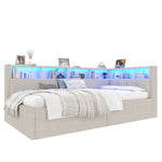 Daybed 90x200cm with Hydraulic Storage & LED, Beige Linen