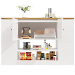 Modern Kitchen Island Sideboard with Drawers and Shelves - White