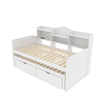 Sofa Bed 90*200, Pull-Out 90*190, 2 Drawers, Storage, USB Socket, Wooden, White