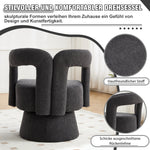 Cuddle Barrel Accent Chair, 360-Degree Rotating Fluffy Fabric, Dark Gray