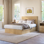 Modern Storage Bed 140x200cm with Hydraulic Lift, Light Oak