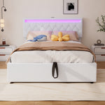 Upholstered Flat Bed 140x200cm with Storage & USB - White