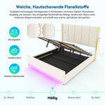 Storage Bed with LED, USB & Hydraulic Storage, 180x200cm, Velour