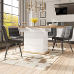 Extendable Telescopic Dining Table with Three Shelves for 4-6 People, White
