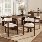 2 Solid Wood Dining Chairs Comfortable Modern Style Linen Fabric Walnut Color
