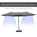 Double Parasol 460x270cm Oval Hand Crank with Stand, Dark Grey