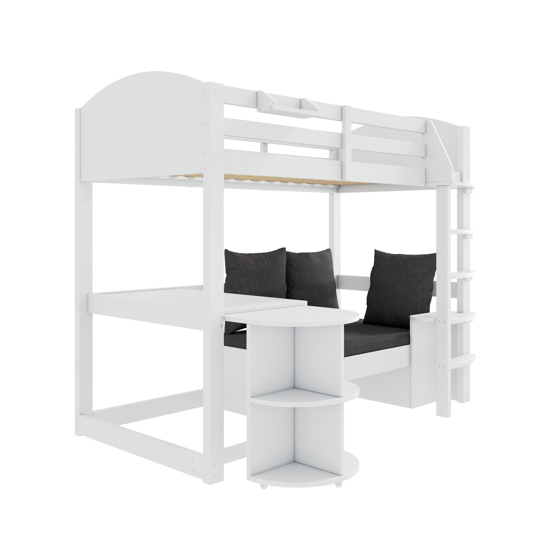 Double Bed 140x190cm Storage Drawers LED USB-C Charging, Wood White