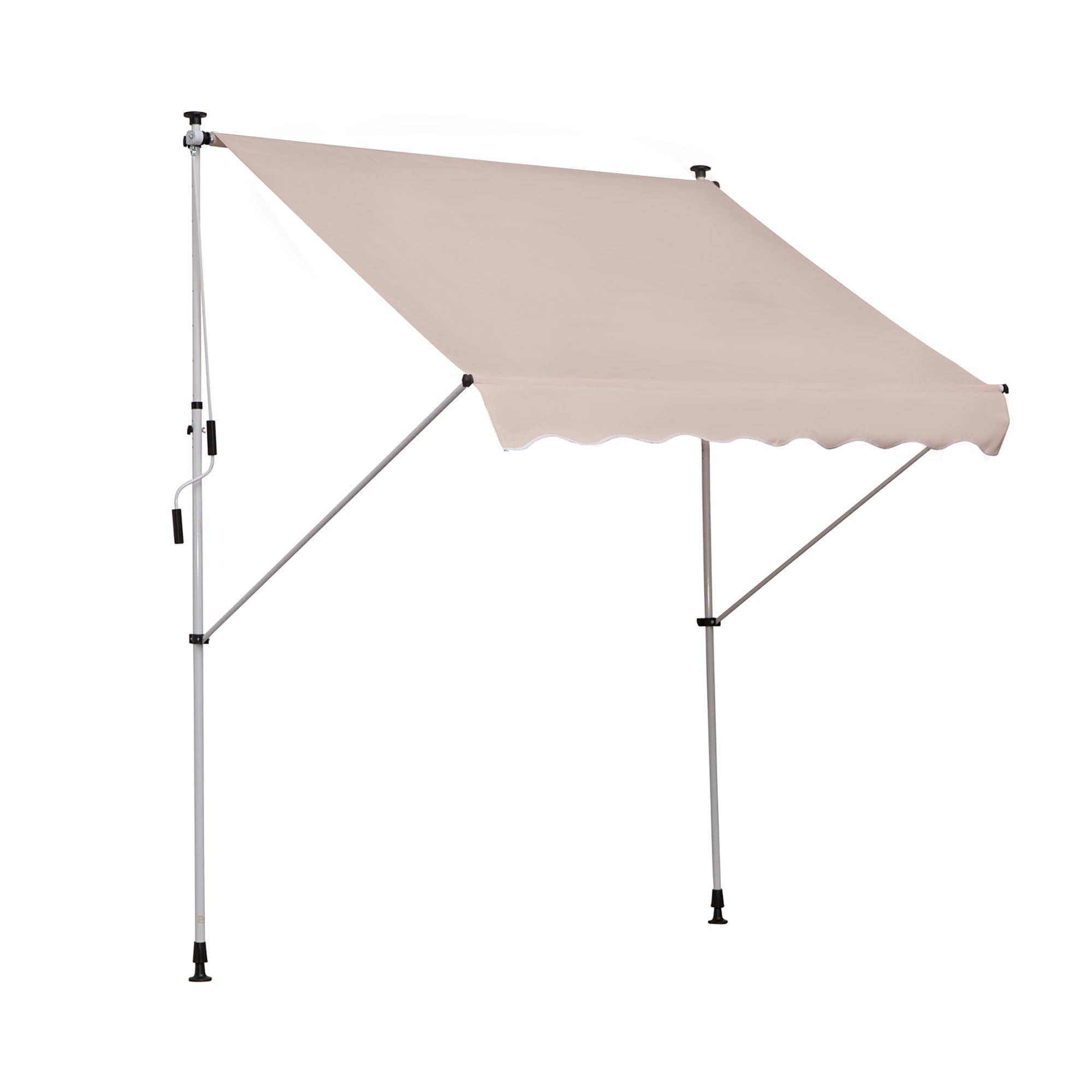 Articulated Arm Awning, Clamp, Height Adjustable 200x150cm, Cream White Aluminum