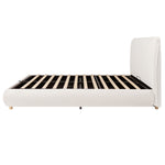 Upholstered Double Bed 180x200cm Hydraulic Storage White Bouclé