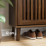 Shoe Cabinet 60cm Freestanding 2 Drop-Down Drawers Medieval-Modern - Walnut Wood