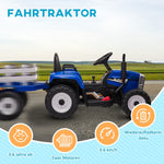 Children's Electric Car with Trailer and Remote Control, Ages 3-6, Blue