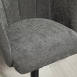 Set of 2 Bar Stools, Swivel Height-Adjustable with Footrest, Linen Dark Grey
