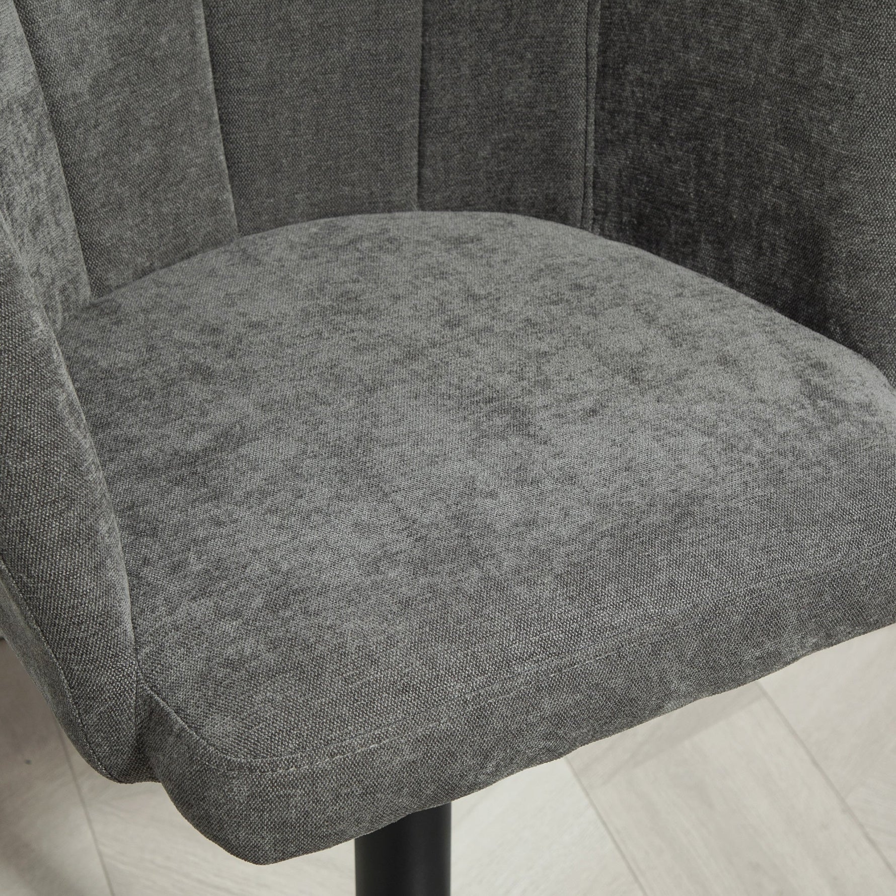 Set of 2 Bar Stools, Swivel Height-Adjustable with Footrest, Linen Dark Grey