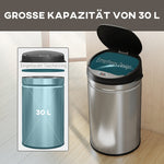 Sensor Waste Bin 30L, Soft-Close, Touchless, Stainless Steel