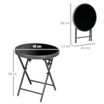 Outsnuuy Folding Table, Glass Top, 45x50cm, Black