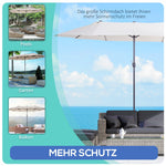 Parasol Double Patio Umbrella, Hand Crank, Oval, Beige