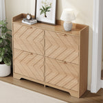 Shoe Cabinet with 4 Flip Drawers and 3D Textured Front, Space-Saving Entryway Storage, Wood White