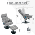 023 Recliner Chair, 5-Point Massage, Heated, 360° Swivel, Chenille Fabric Grey