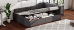 Upholstered Daybed with Underbed Storage, 140x200 cm, Grey