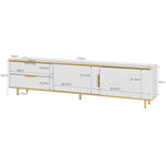 TV Cabinet, Carved Texture with Golden Handles & Feet, Marble