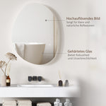 Asymmetrical Bathroom Mirror, LED Light, Smart Touch, Anti-Fog, Silver