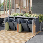 Garbage Can Enclosure with Ventilated Louvers, Lockable Four Doors and Planting Area, Galvanized Steel