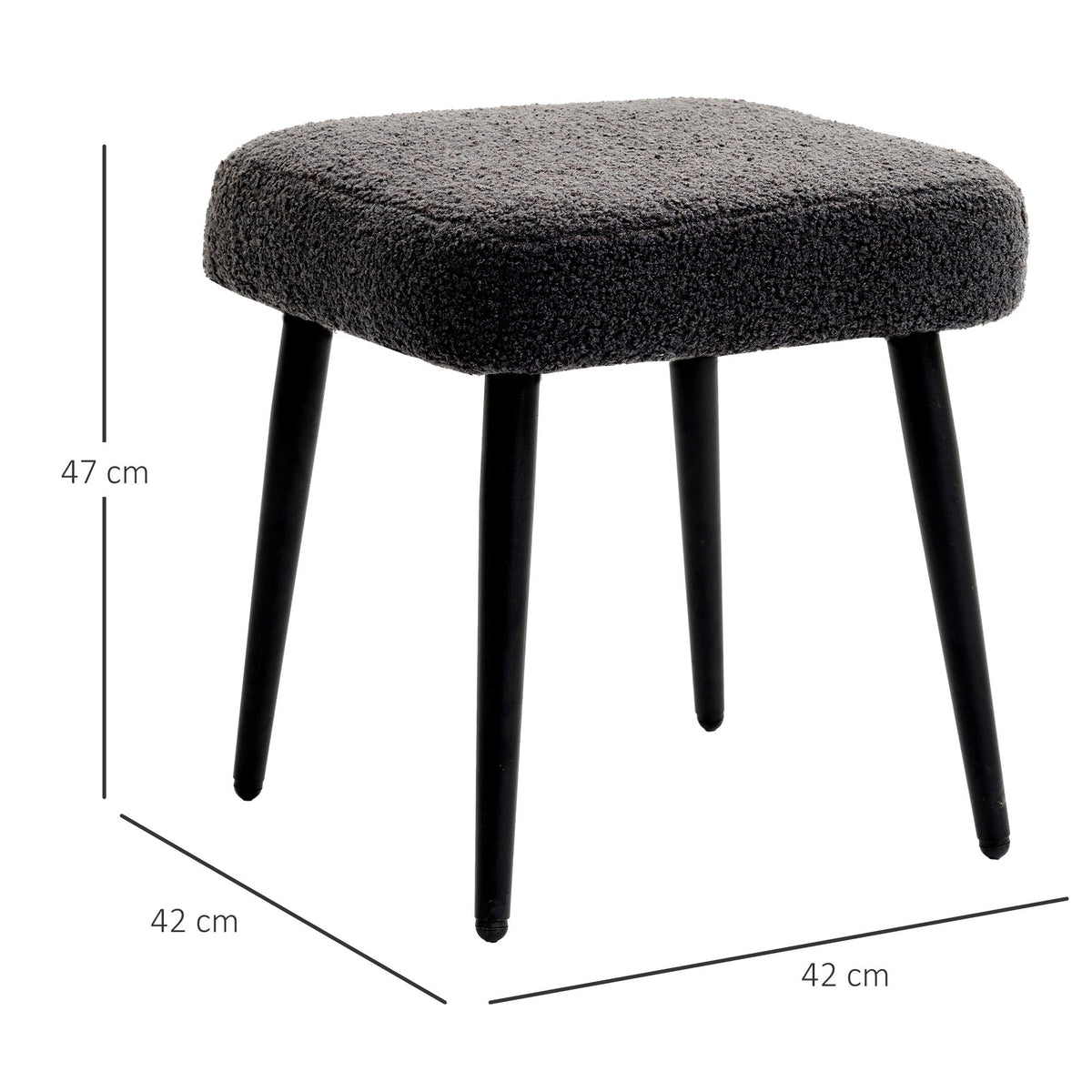 Footstool Square, Living Room & Bedroom, Dark Grey Cashmere Effect