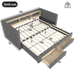Multifunctional Daybed 90x190cm with Drawers, Grey Velvet
