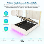 Hydraulic Storage Bed with LED & USB, 160x200 cm, Velour