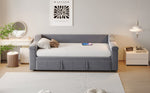 Upholstered Sofa Bed, 90/180*190cm Bluetooth Stereo USB Storage, Grey Velvet