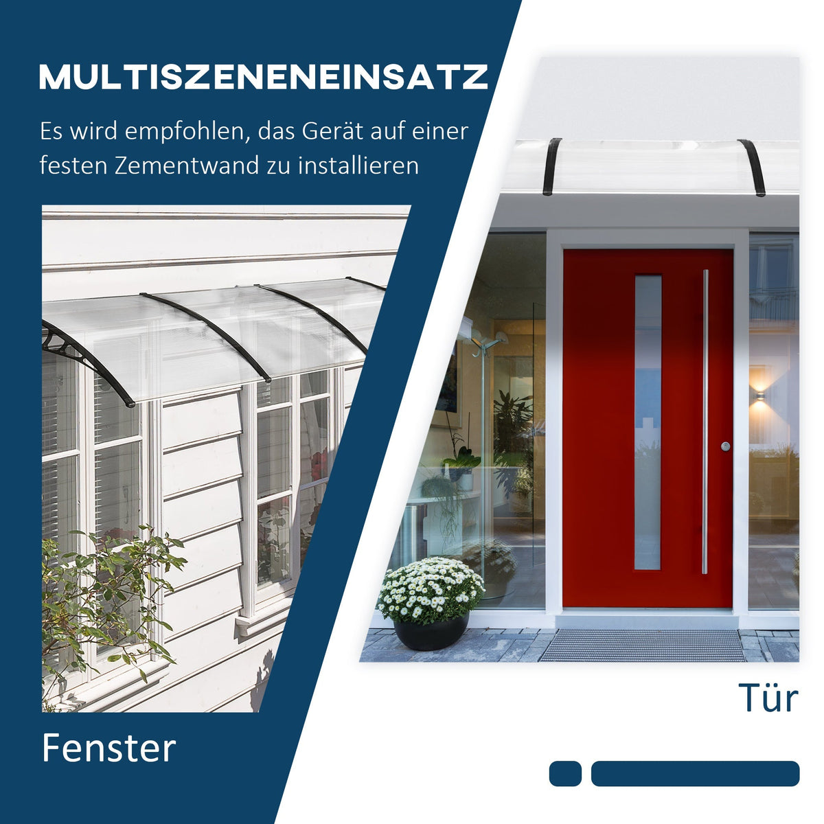 Canopy for Front Door, Pent Arch with UV Protection and Rain Protection, Polycarbonate
