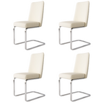 Velvet Dining Chair Set of 4, Diamond Back Silver Metal Legs, Beige