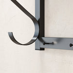 Wall-Mounted Clothes Rack, 5 Hooks with Top Compartment, Grey