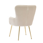 Velvet Dining Chair Set of 4 Gold Metal Legs Armrests Lumbar Support - Beige