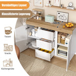 Chest of Drawers 3 Drawers 2 Doors Lockable Storage - White/Oak Chipboard