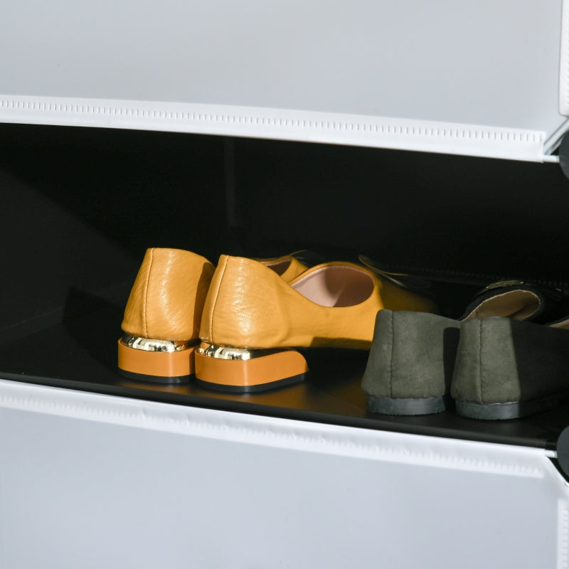 Shoe Rack Shelf for 6 Pairs of Shoes, Modular DIY, Plastic Black+White