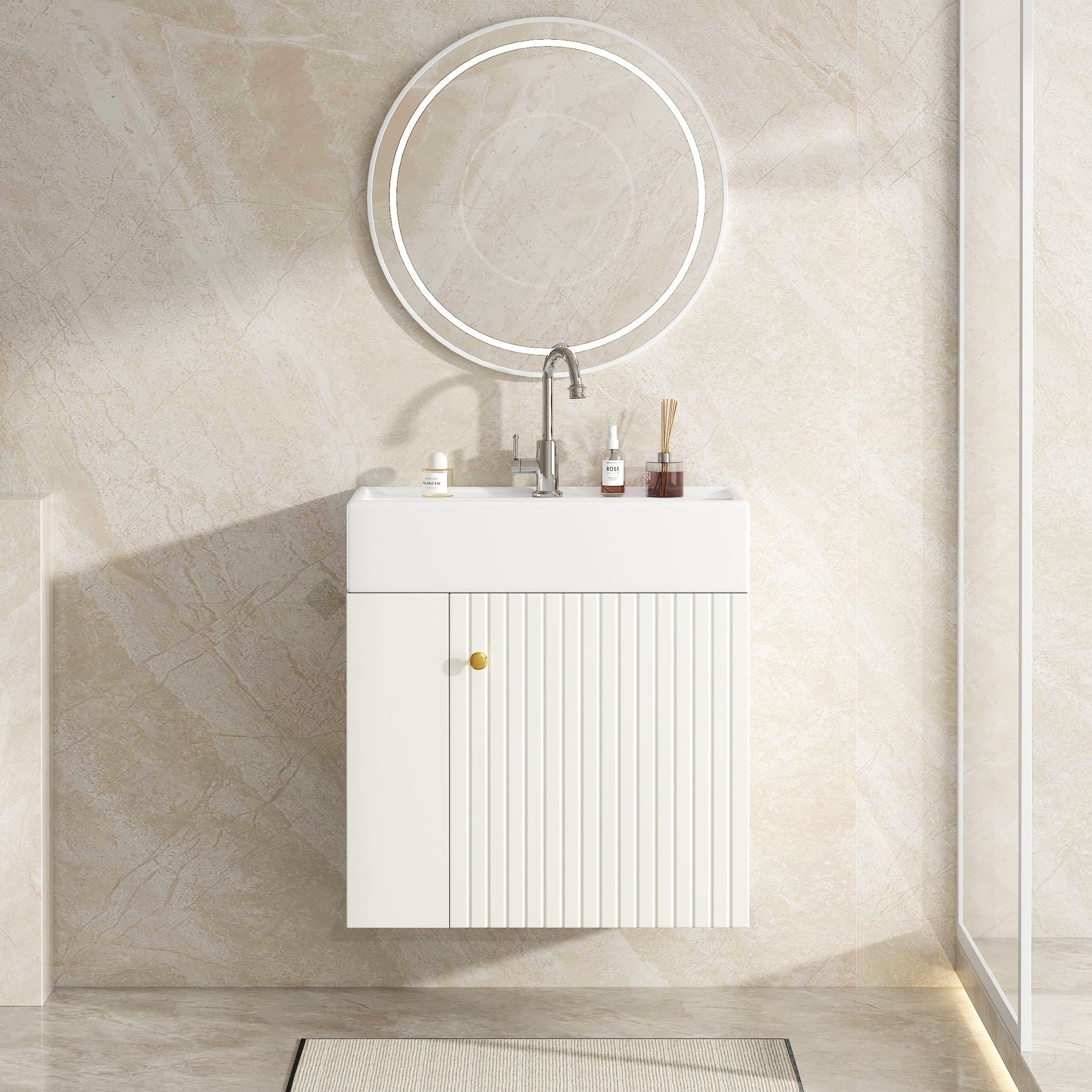 Bathroom Furniture Washbasin with Vanity Unit 55cm, Hanging White