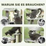 Cat Tree 87 cm, Cave Bed Scratching Post, Light Grey