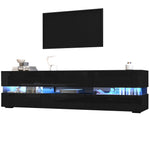 Modern High-Gloss TV Cabinet 160x39x45cm LED 2 Doors 1 Drawer - Black