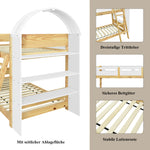 Bunk Bed 90x200cm 3-Tier Shelf Ladder Slatted Base - White/Natural Pine