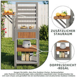 Outdoor Garden Cabinet with Stainless Steel Worktop and Double Shelf, Weatherproof Wood
