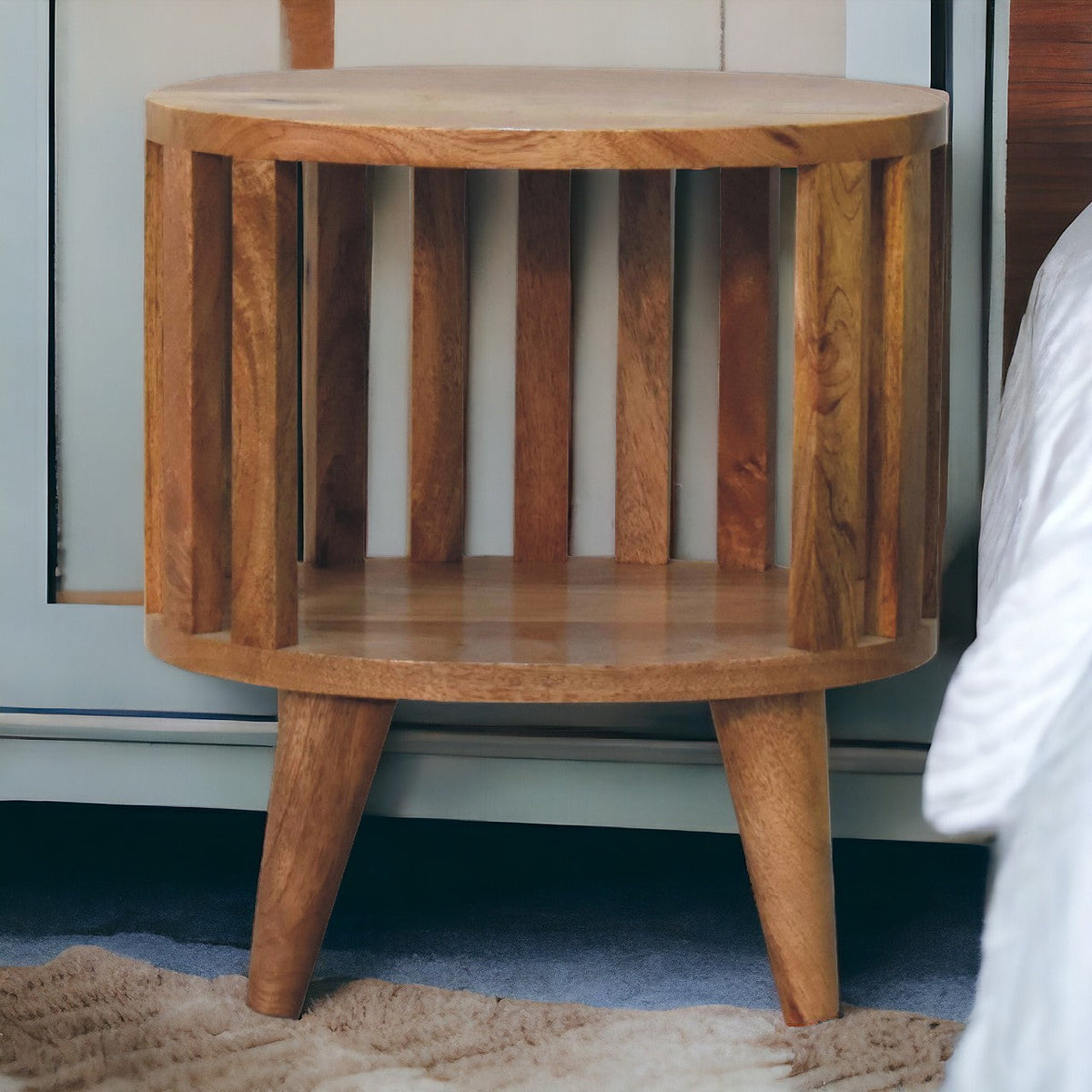 Ariella Single Open Shelf Bedside Piece, Solid Wood Brown